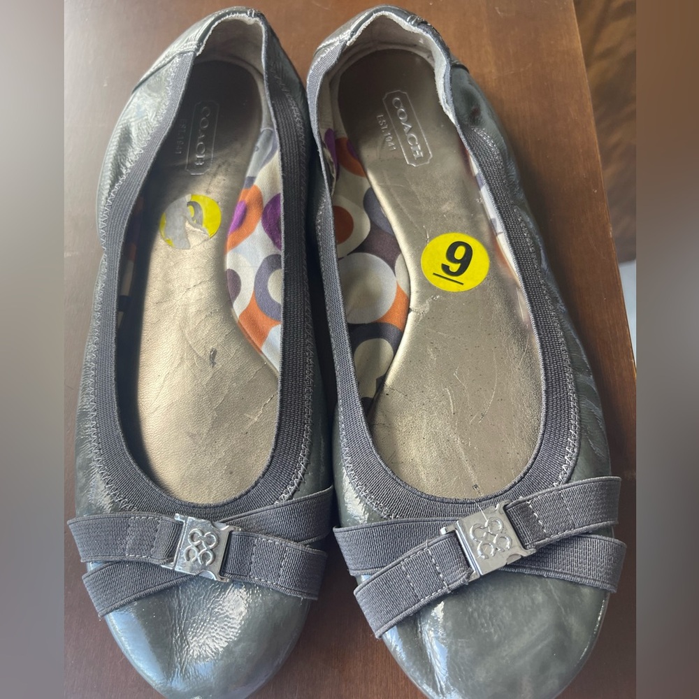 Coach Metallic Gray Ballet Flats - Picture 2 of 4